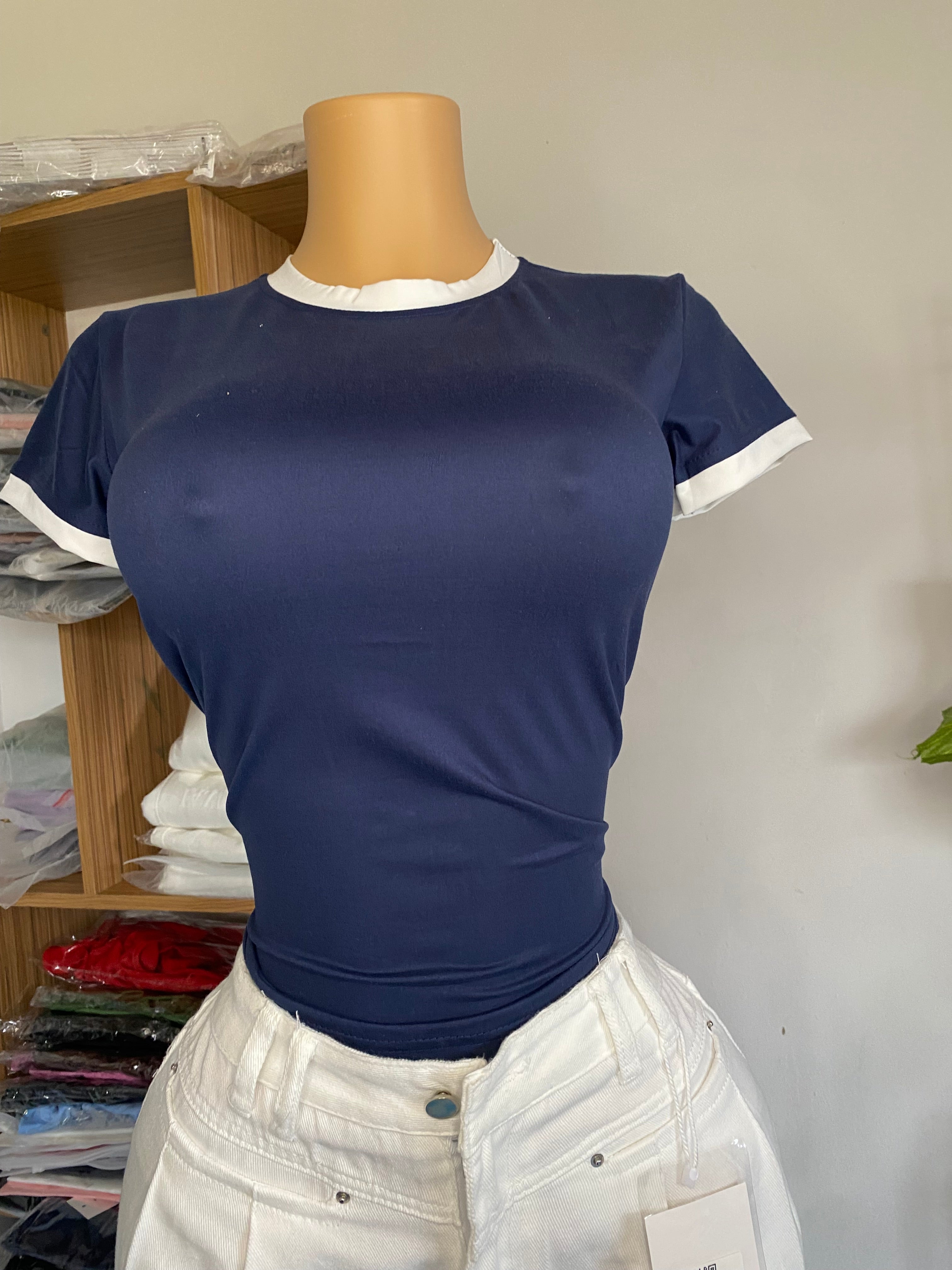 Blue & White Basic Top